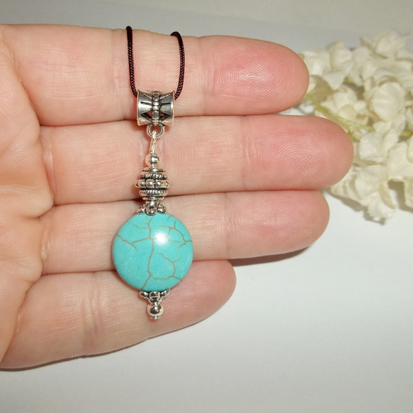 Turquoise Blue Adjustable Length Short or Long Fashion Accessory Necklace 4840 - Picture 6 of 11